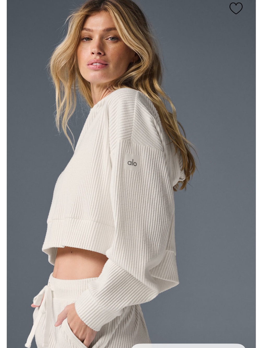 Authentic Alo Muse Hoodie ivory Cozy Ribbed Hoodie